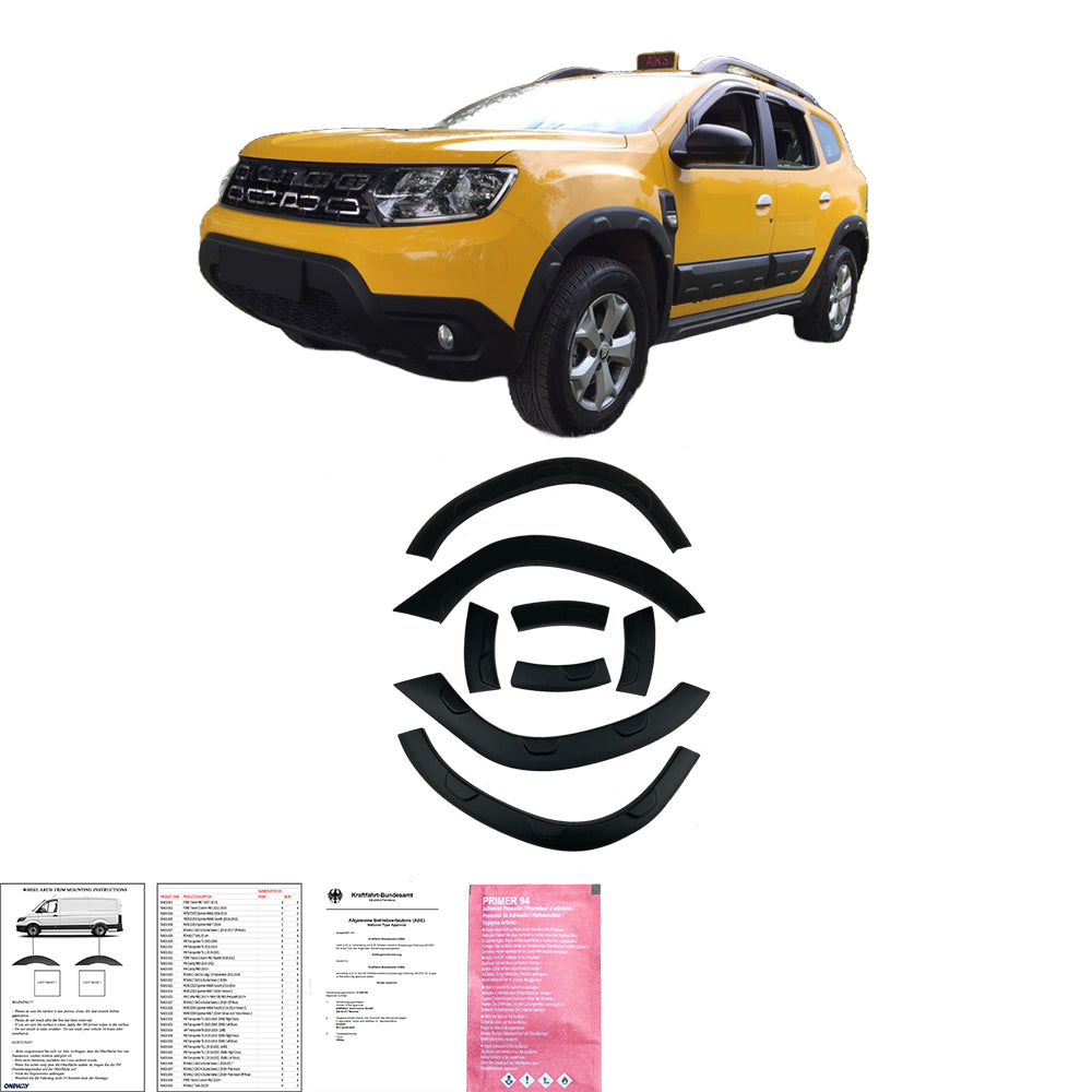 Wheel Arch Trims Uyumlu DACIA Duster Series 2 2018+ (Off-Road) ABE TÜV Belgeli