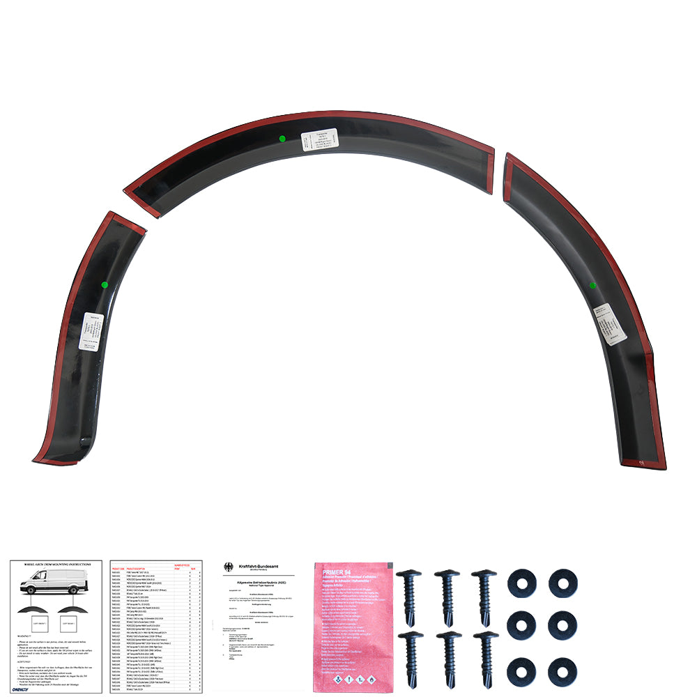 Wheel Arch Trims Uyumlu VW VOLKSWAGEN Transporter T5 - T5.1 2003-2015 (SWB / Right Door) ABE TÜV Belgeli (Gloss Siyah)