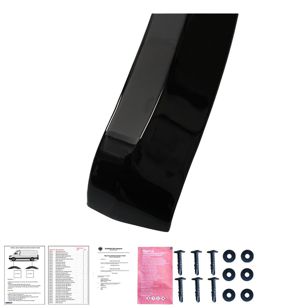 Wheel Arch Trims Uyumlu VW VOLKSWAGEN Transporter T5 - T5.1 2003-2015 (SWB / Right Door) ABE TÜV Belgeli (Gloss Siyah)