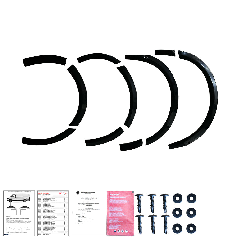 Wheel Arch Trims Uyumlu VW VOLKSWAGEN Transporter T5 - T5.1 2003-2015 (SWB / Left Door) ABE TÜV Belgeli (Gloss Siyah)