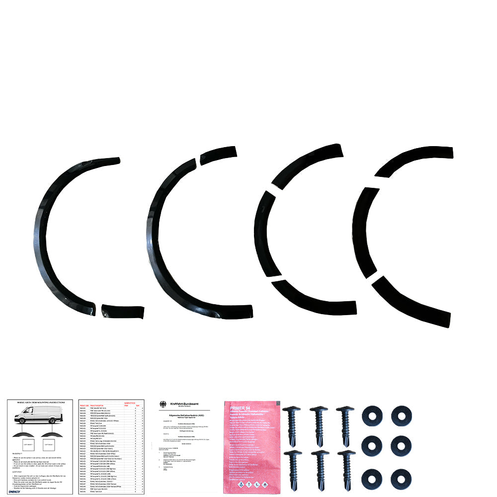 Wheel Arch Trims Uyumlu VW VOLKSWAGEN Transporter T6 2015-2019 (Short Wheel Base / Right Door) ABE TÜV Belgeli (Gloss Siyah)