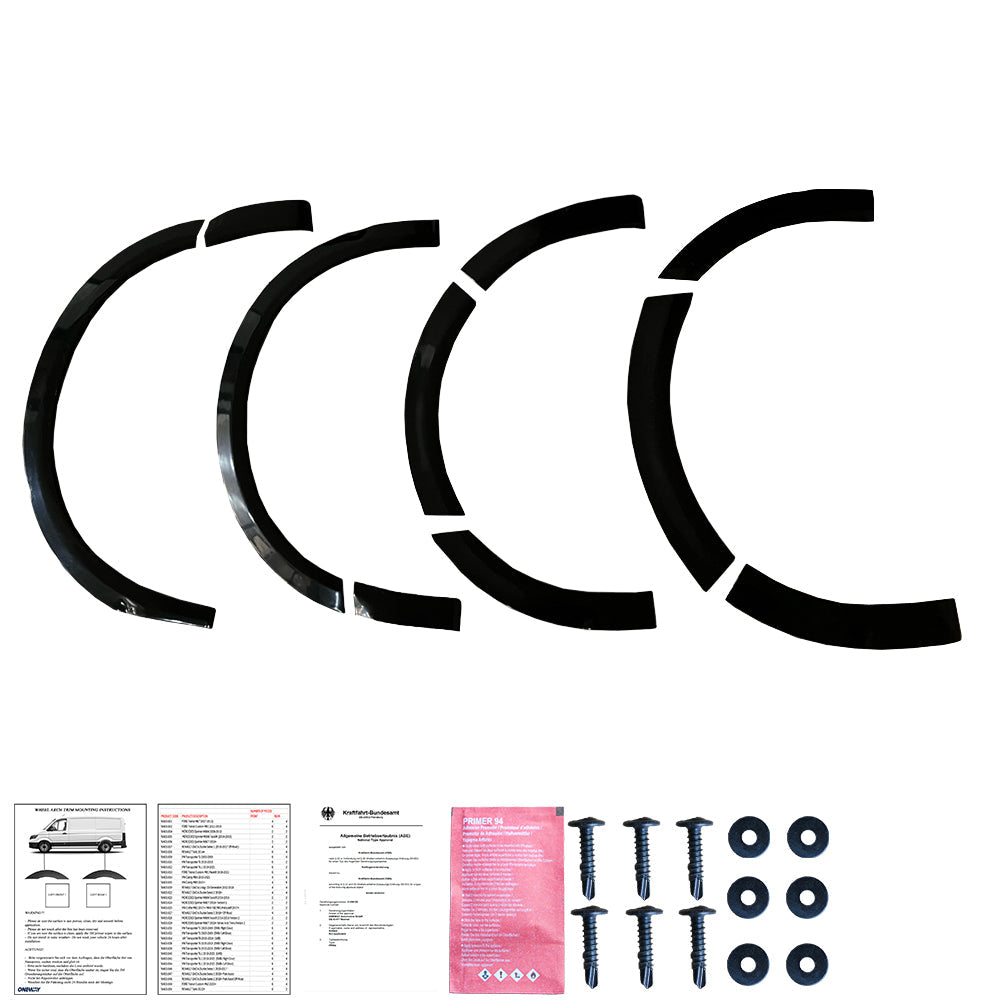 Wheel Arch Trims Uyumlu VW VOLKSWAGEN Transporter T6 2015-2019 (Short Wheel Base / Left Door) ABE TÜV Belgeli (Gloss Siyah)