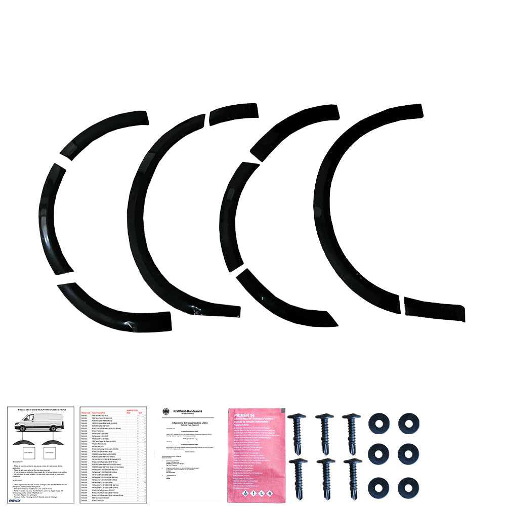Wheel Arch Trims Uyumlu VW VOLKSWAGEN Transporter T6.1 2019-2021 (SWB / Left Door) ABE TÜV Belgeli (Gloss Siyah)