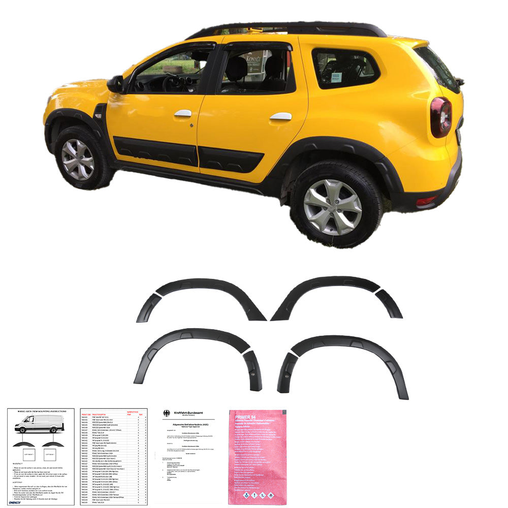 Wheel Arch Trims Uyumlu DACIA Duster Series 2 2018+ Parkassist (Offroad) ABE TÜV Belgeli