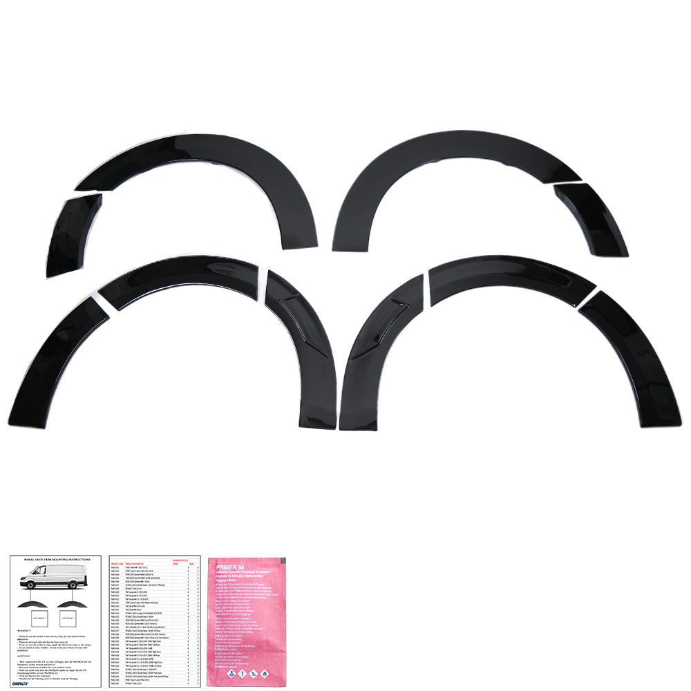 Wheel Arch Trims Uyumlu VW VOLKSWAGEN Transporter T7 2024+ (LWB) (Gloss Siyah)