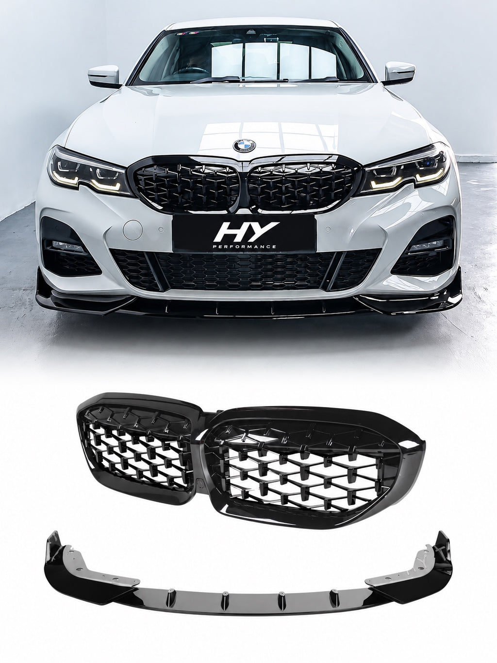 BMW G20 2018-2022 M340i Style Piano Black panjur ve ön tampon eki seti