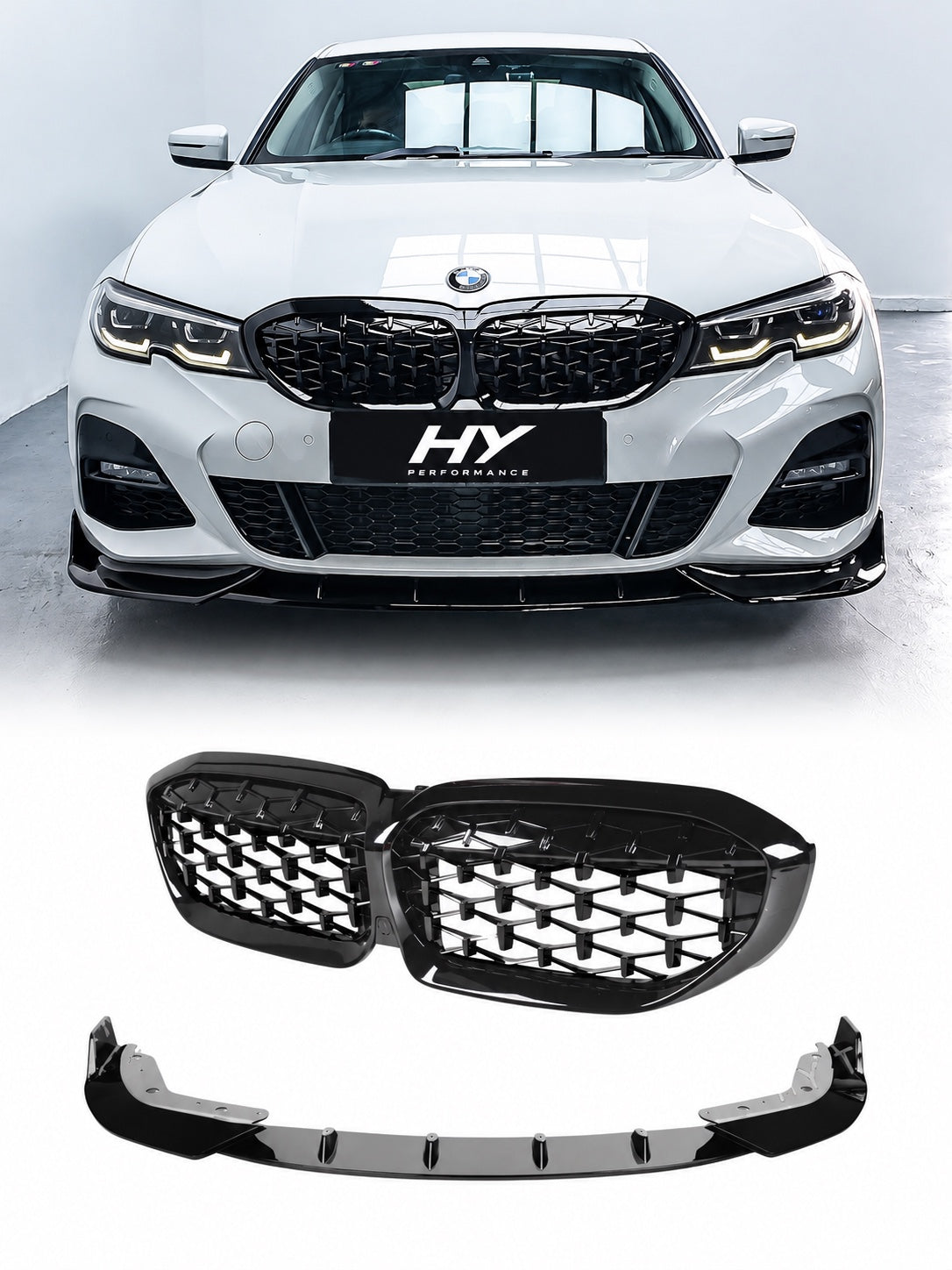 BMW G20 2018-2022 M340i Style Piano Black panjur ve ön tampon eki seti