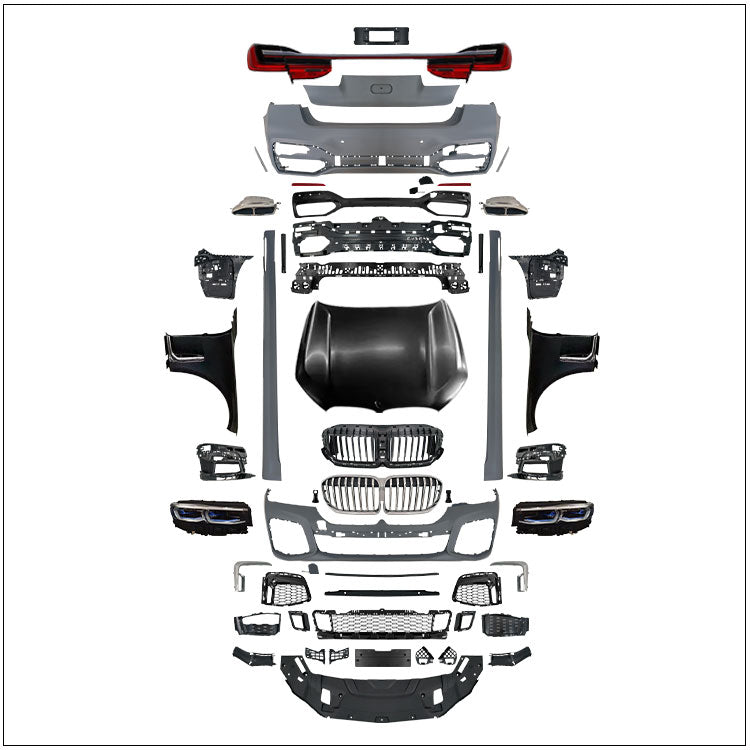 Komple Body Kit G11 [DÖNÜŞÜM => G12] Arka PDC, <OO-OO> Egzoz Uçlu, Marşpiyelli, Kaput/Çamurluk, Panjurlu, Far/Stop 2015-18