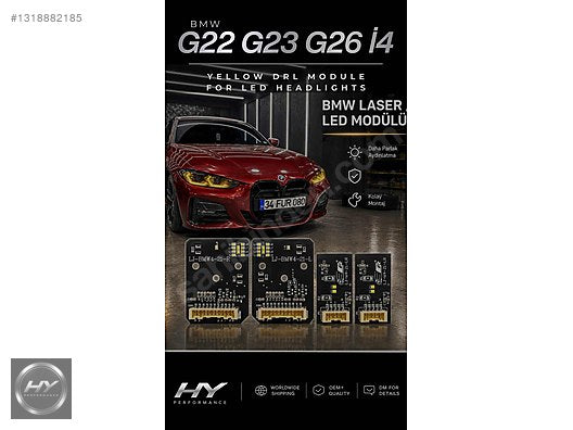 BMW G22 G23 G26 i4 Yellow DRL Sarı Far Modülü Far Beyni