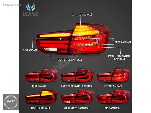 BMW 3 Serisi F30 F80 2012-2019 Kayar Sinyalli LED Stop Seti