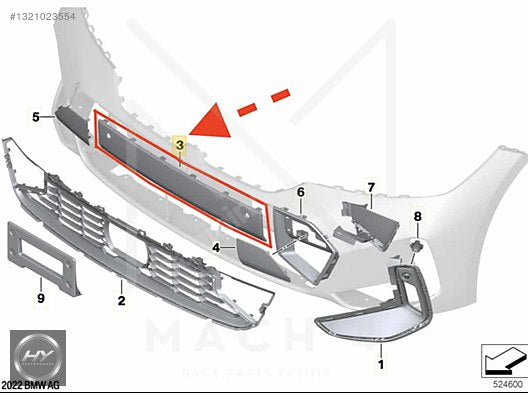 BMW 3 Serisi G20 LCI M Ön Tampon Orta Kaplaması 51115A63969
