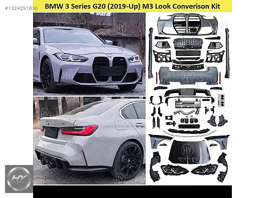 BMW 3 Serisi G20 Uyumlu M3 G80 Dönüşüm Komple Body Kit Seti