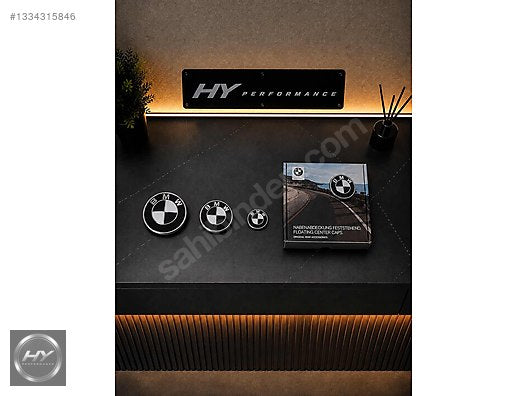 BMW Siyah Beyaz Logo Seti Mekanizmalı Jant Göbeği 7 Logo