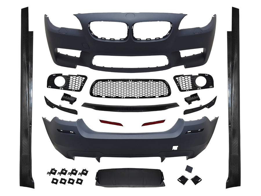 Body Kit F10 Far Yıkamalı, SS Delikli, Ön/Arka PDC, <OO-OO> Egzoz Çıkışlı, Marşpiyelli -///M5-STYLE- 2010-13